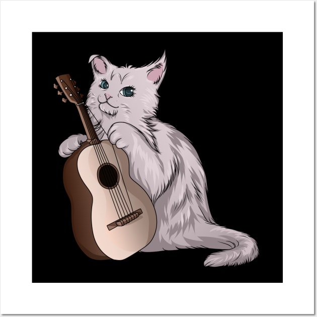 Beautiful cat is playing the guitar Wall Art by Markus Schnabel